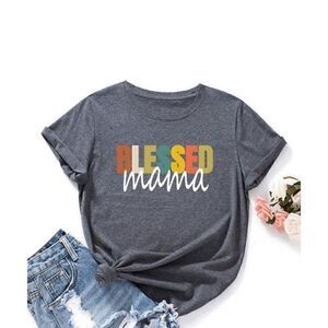 Dark Gray 'Blessed Mama' Tee 3XL #1637-A6